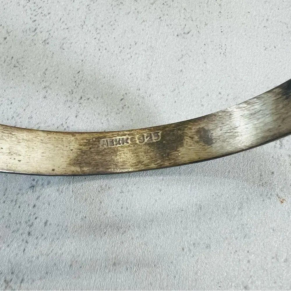 Mexico Solid Sterling Silver Bangle 8in Rustic Boho
